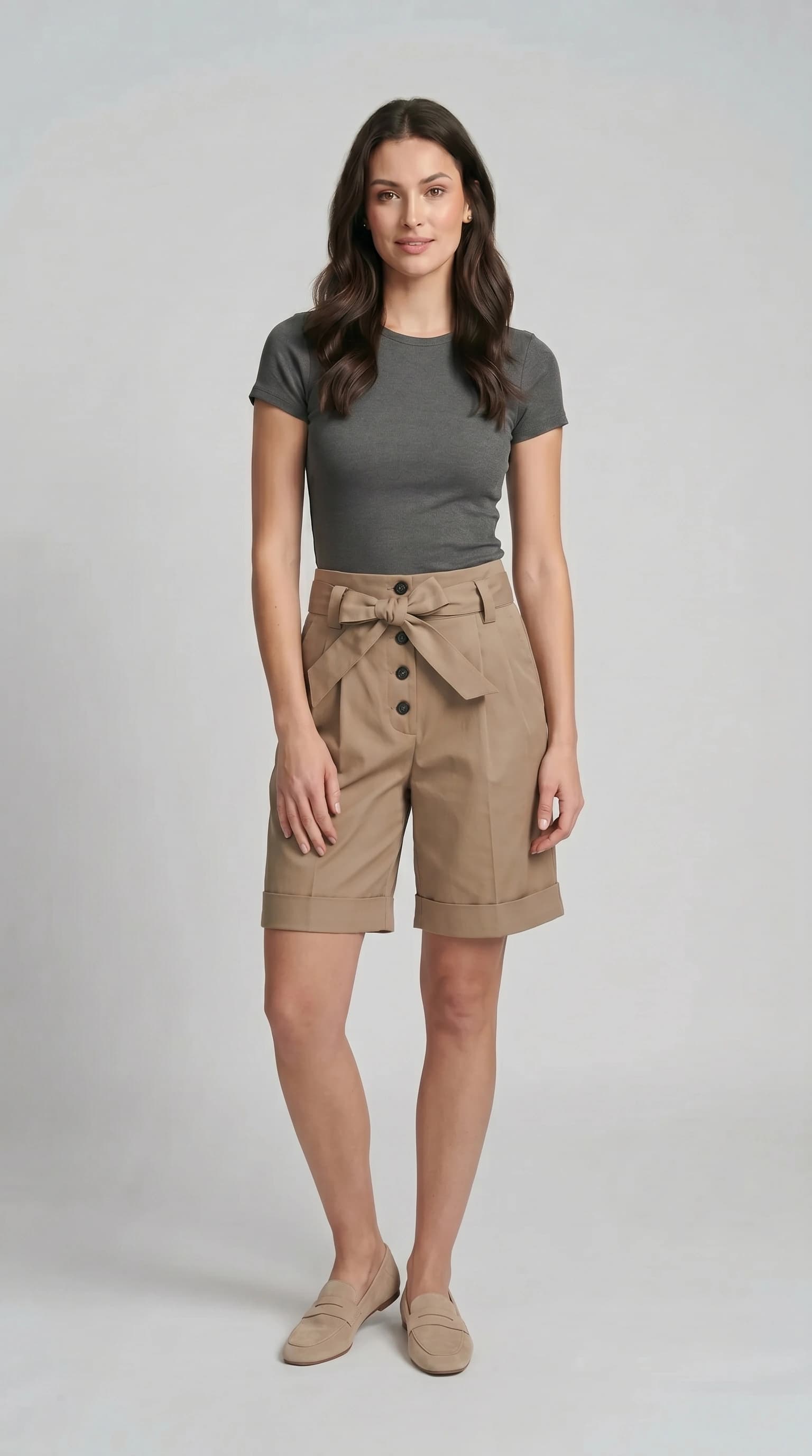 Pleated Cotton Shorts