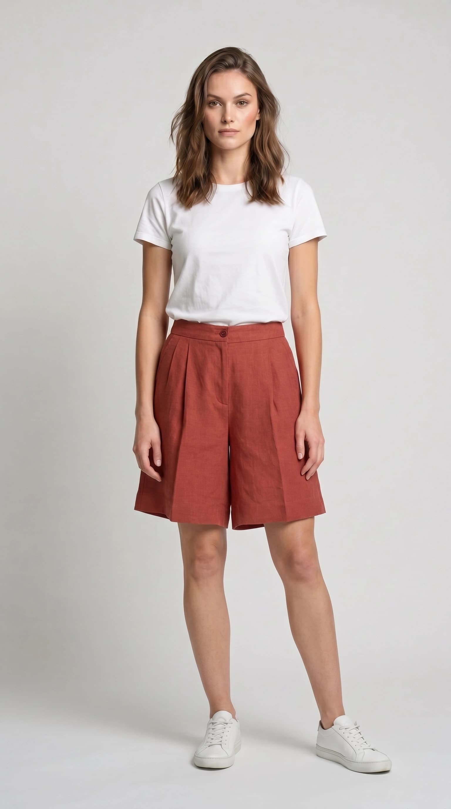 Mid-Rise Tailored Shorts