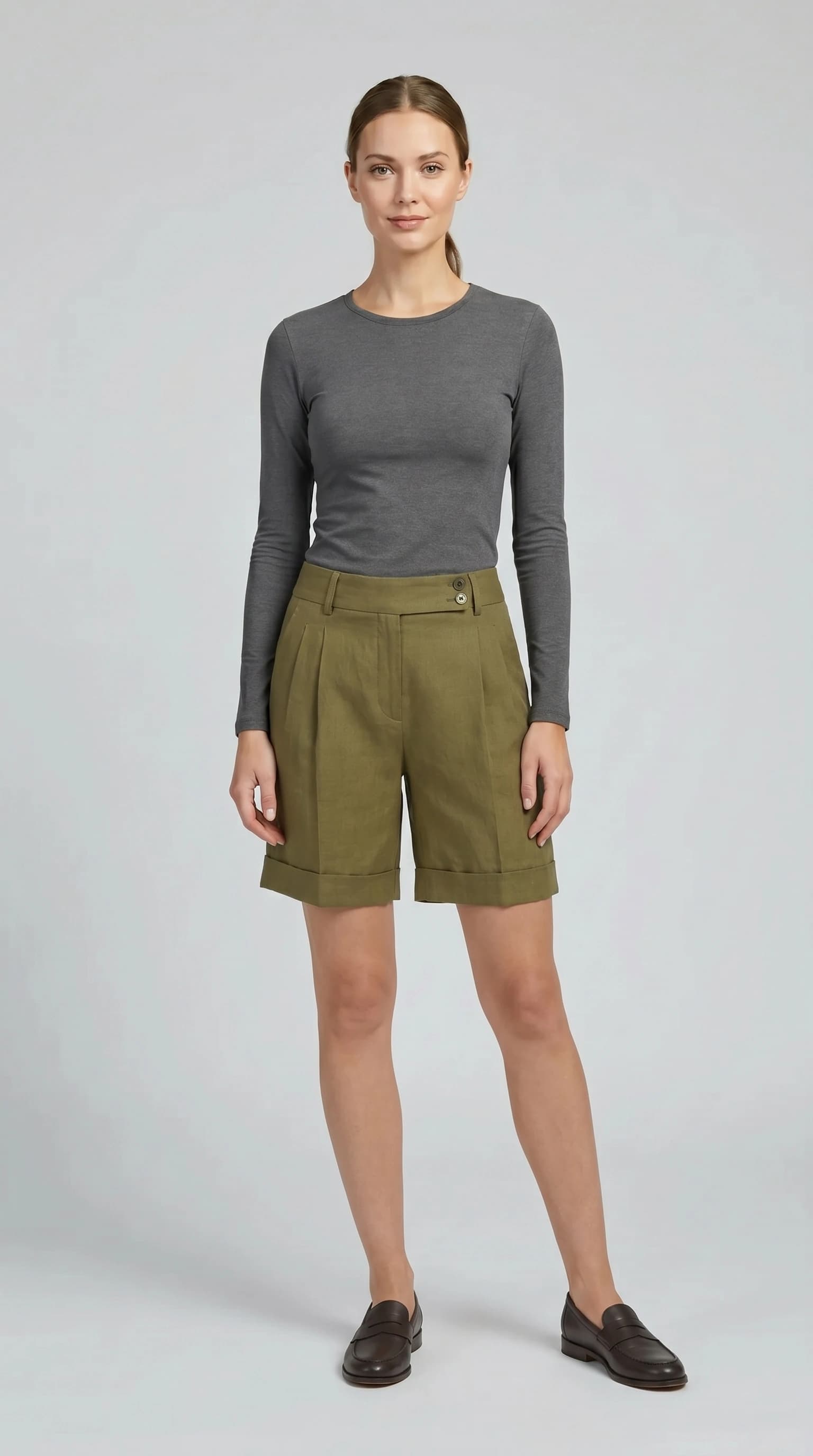 Pleated Linen Shorts