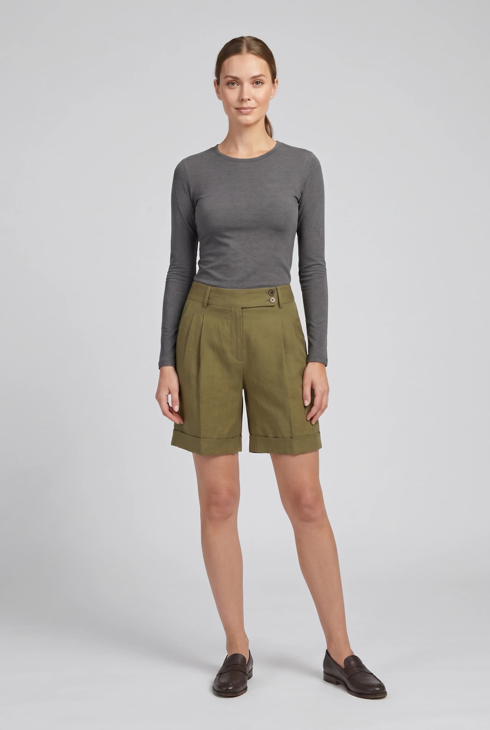 Pleated Linen Shorts